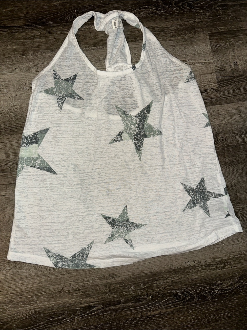 Women’s White Star Print Halter Tank Top